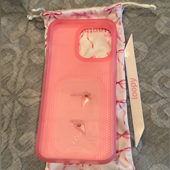 Pink Bows iPhone 15 Pro Max Loopy Case + Extra Loop - Picture 3 of 3